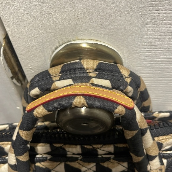 MZ Wallace tote.  Stylish Geometric Quilted Tote Bag - Black, Cream, Tan - Picture 3 of 7